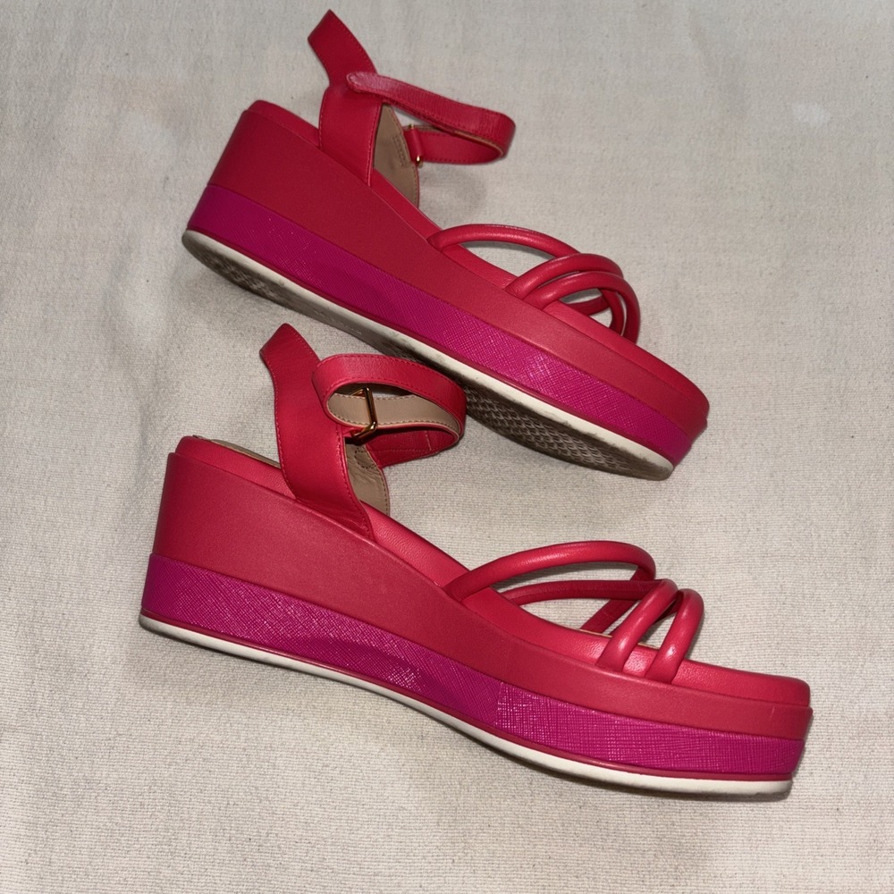 Cole Haan Women's Pink Addison Platform Wedge Leather Strappy Sandal Size 10B - Picture 3 of 10